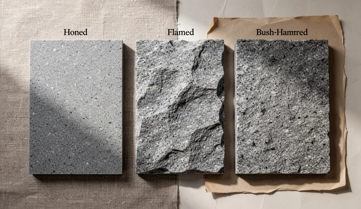 Specifying Stone Surface Finishes: Honed, Flamed, and Bush-Hammered